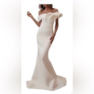 White one-shoulder gown